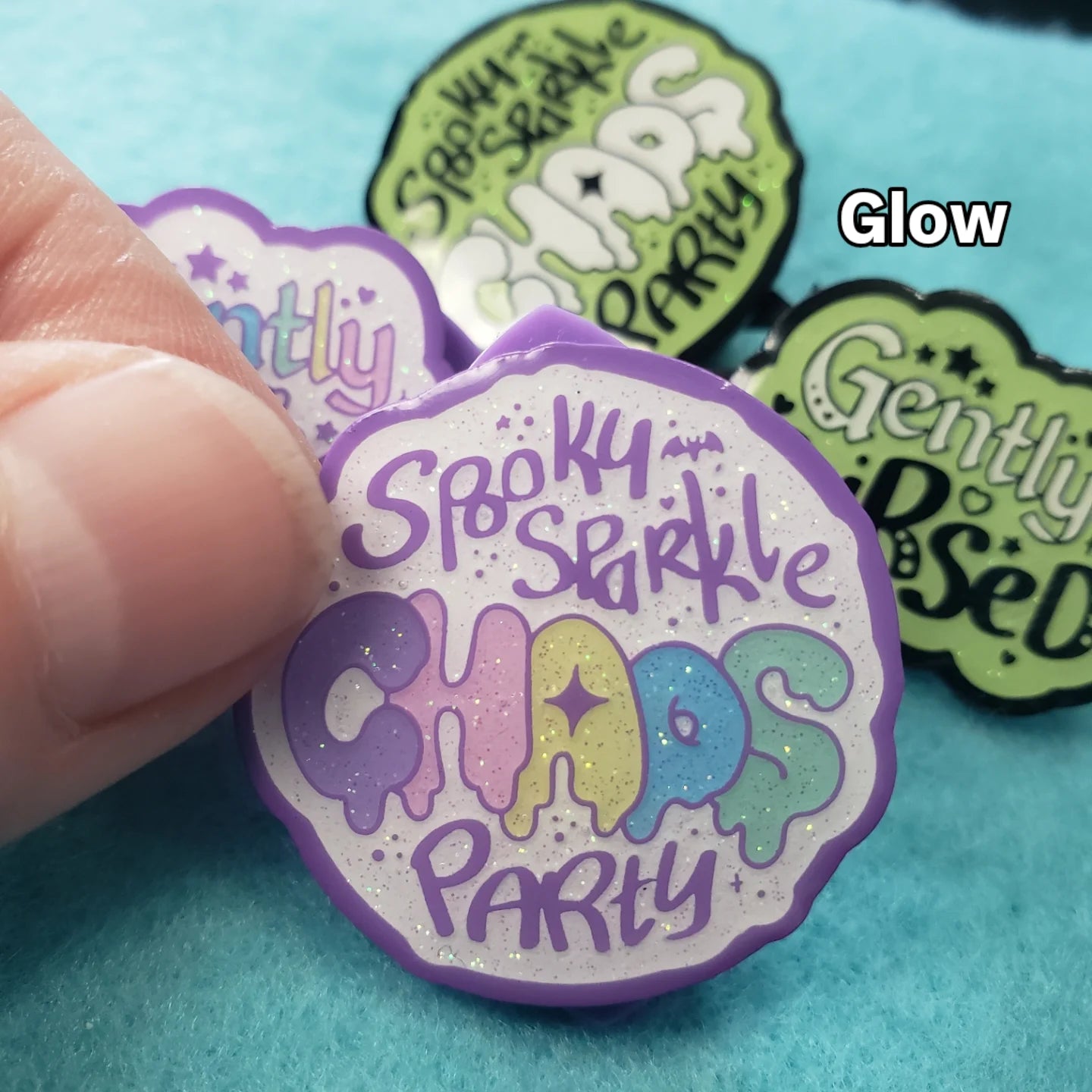 Spooky Sparkle CHAOS Party Enamel Pins