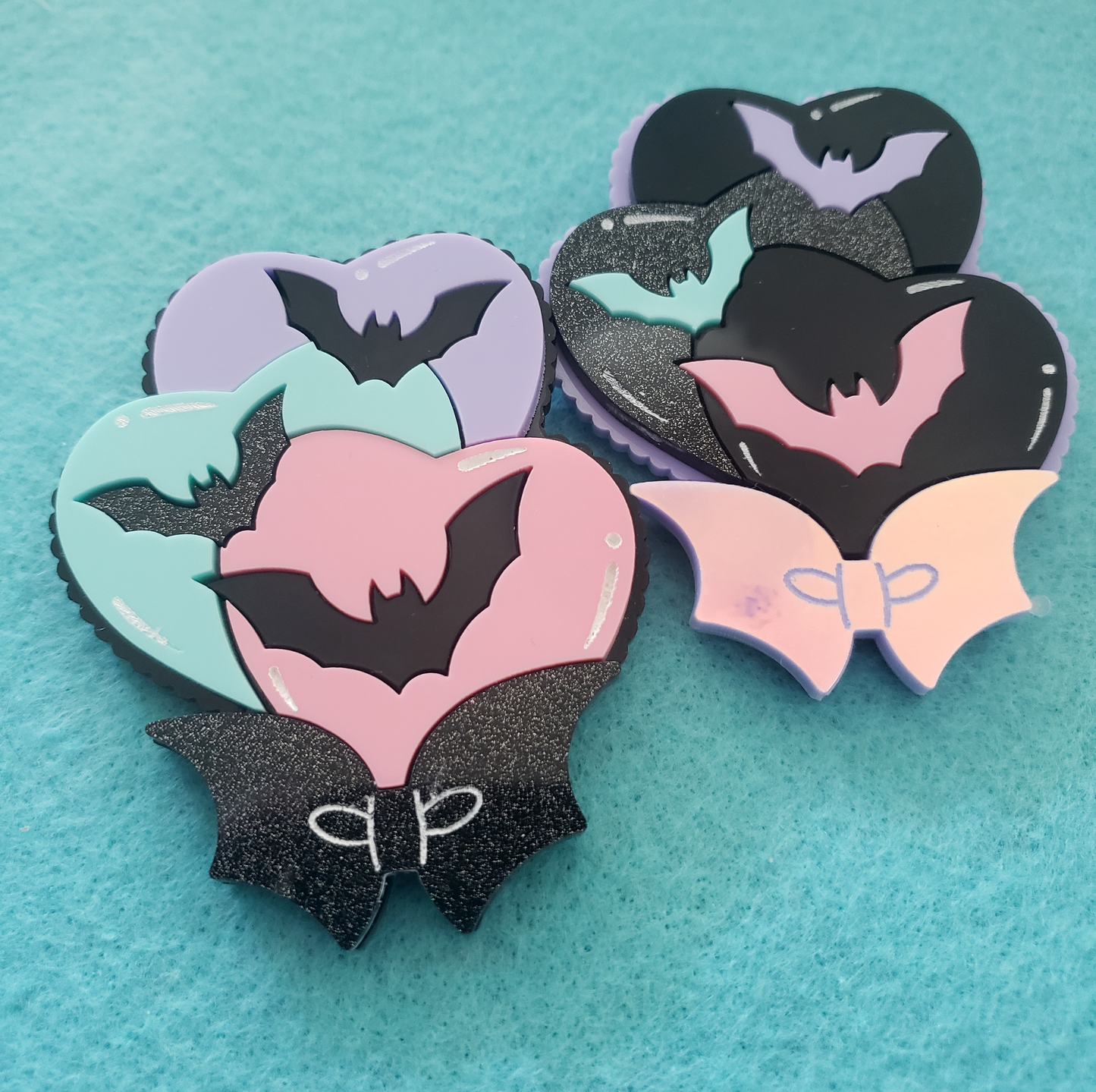 Bat Heart Balloon Acrylic Pin