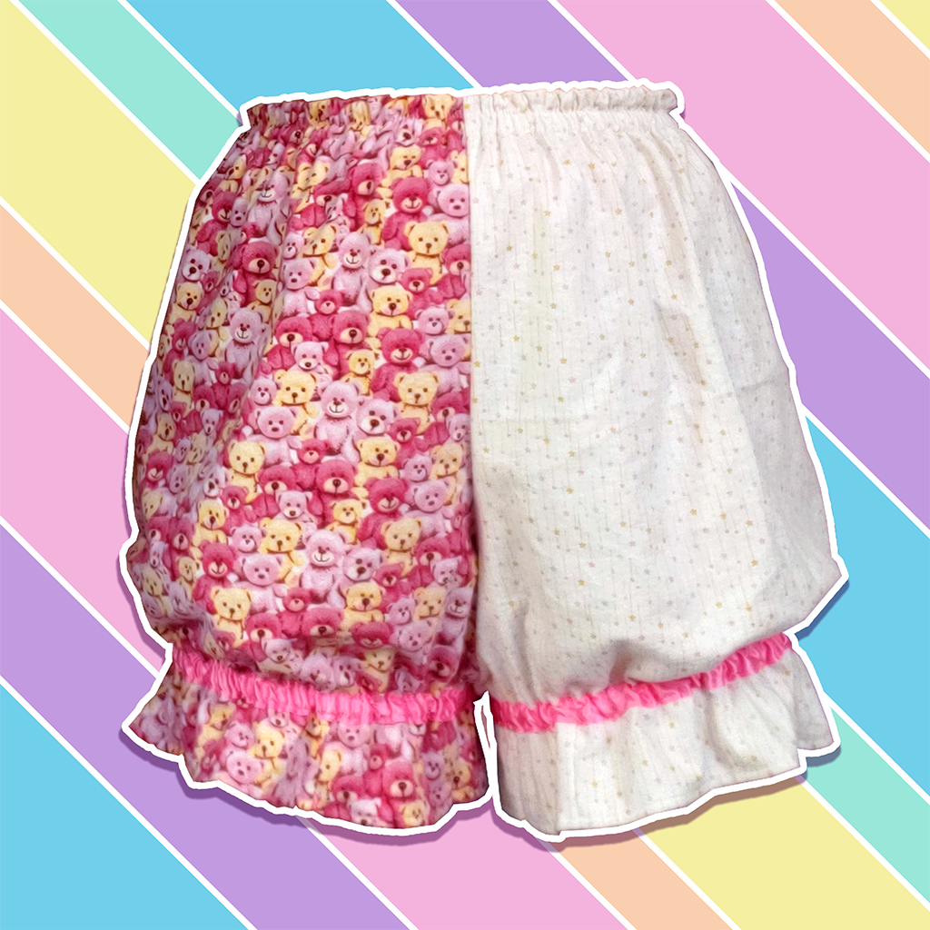 Teddy Bear Falling Star Flannel Split Bloomers