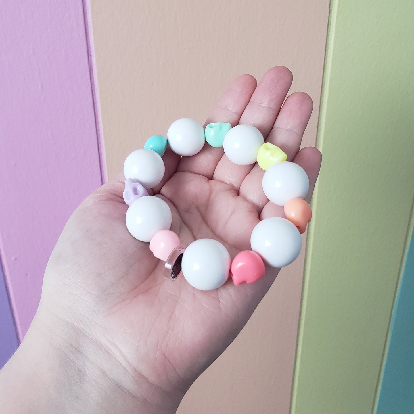 Rainbow Skull Chunky Bracelette