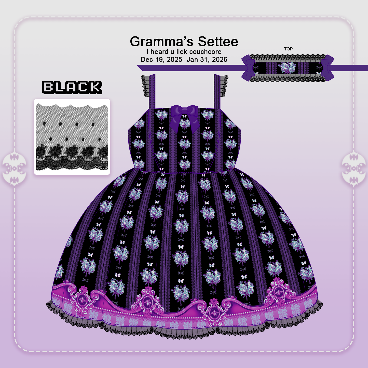 Pre-order Gramma's Settee JSK Black