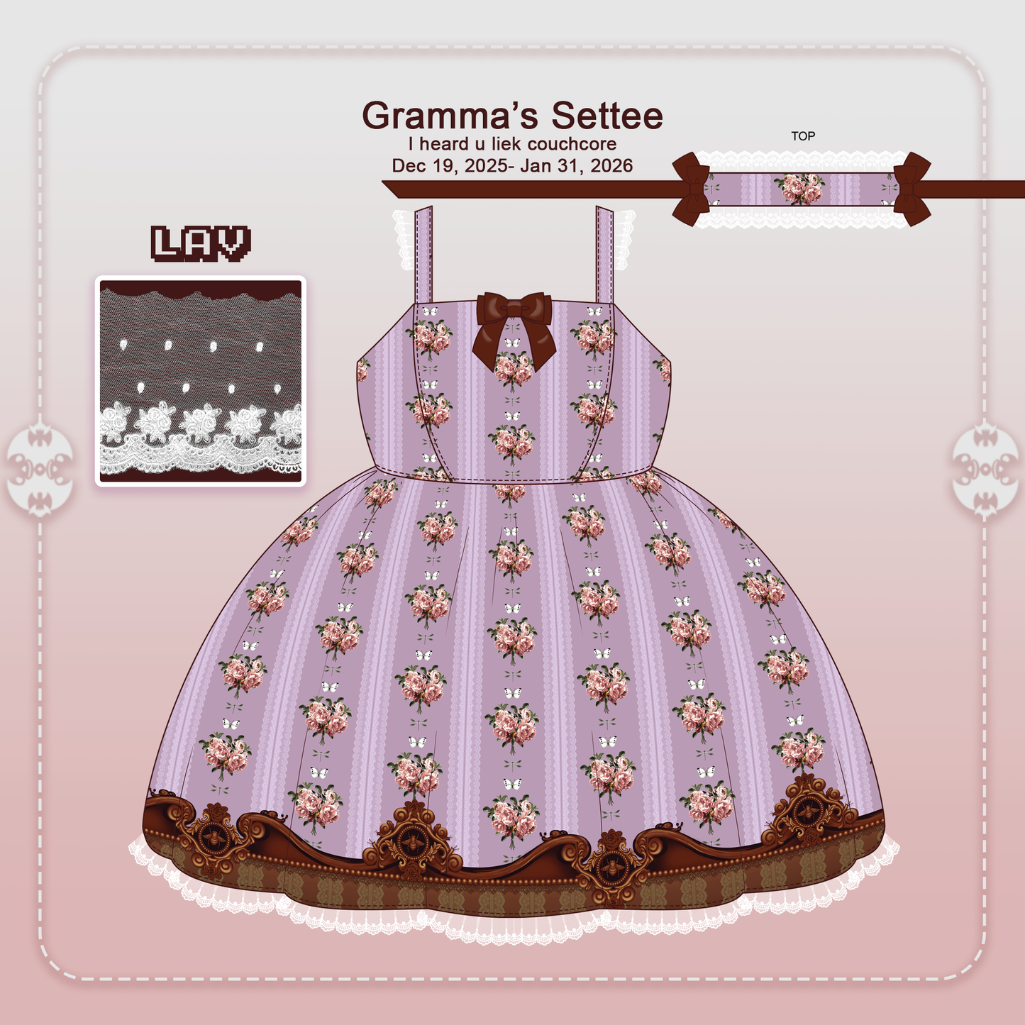 Pre-order Gramma's Settee JSK Lav