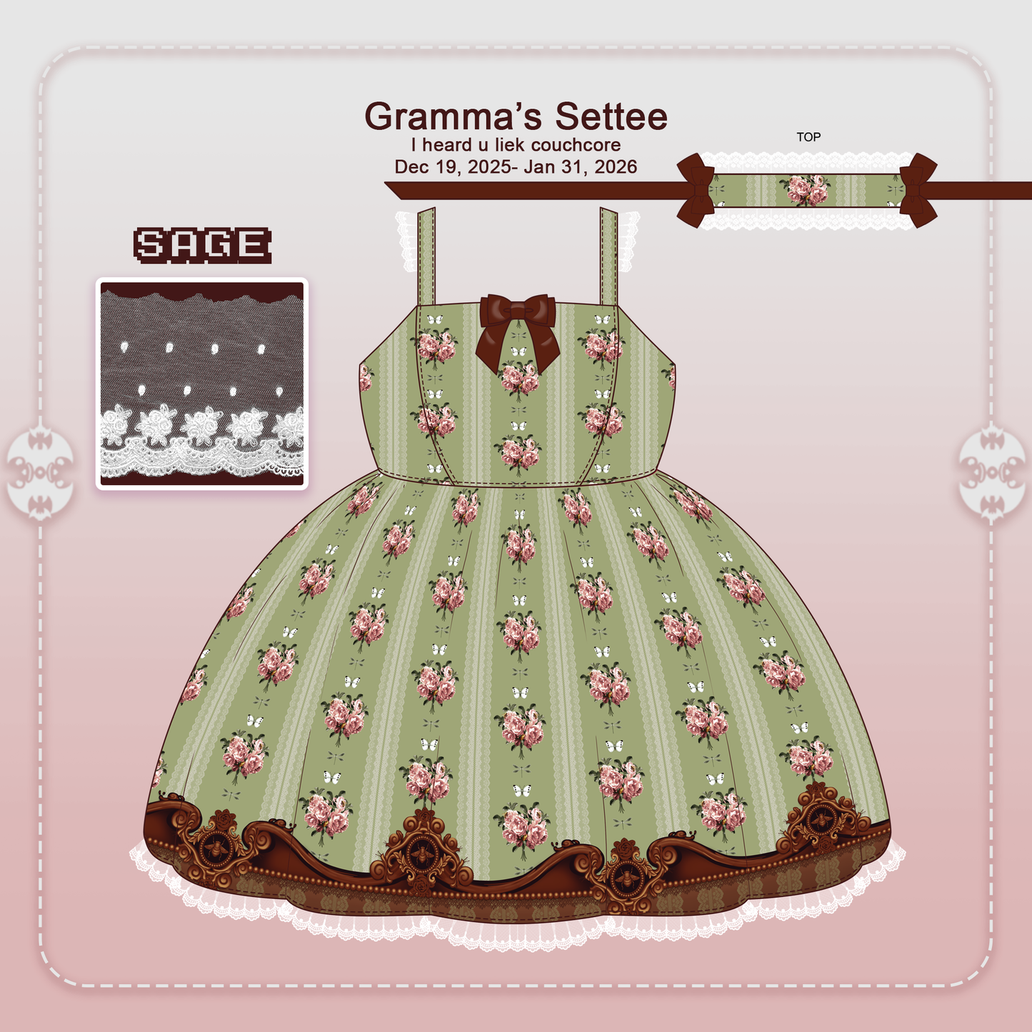Pre-order Gramma's Settee JSK Green