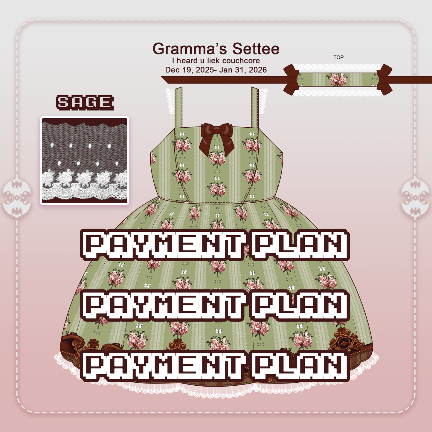 Payment Plan for JSK Gramma's Settee Sage