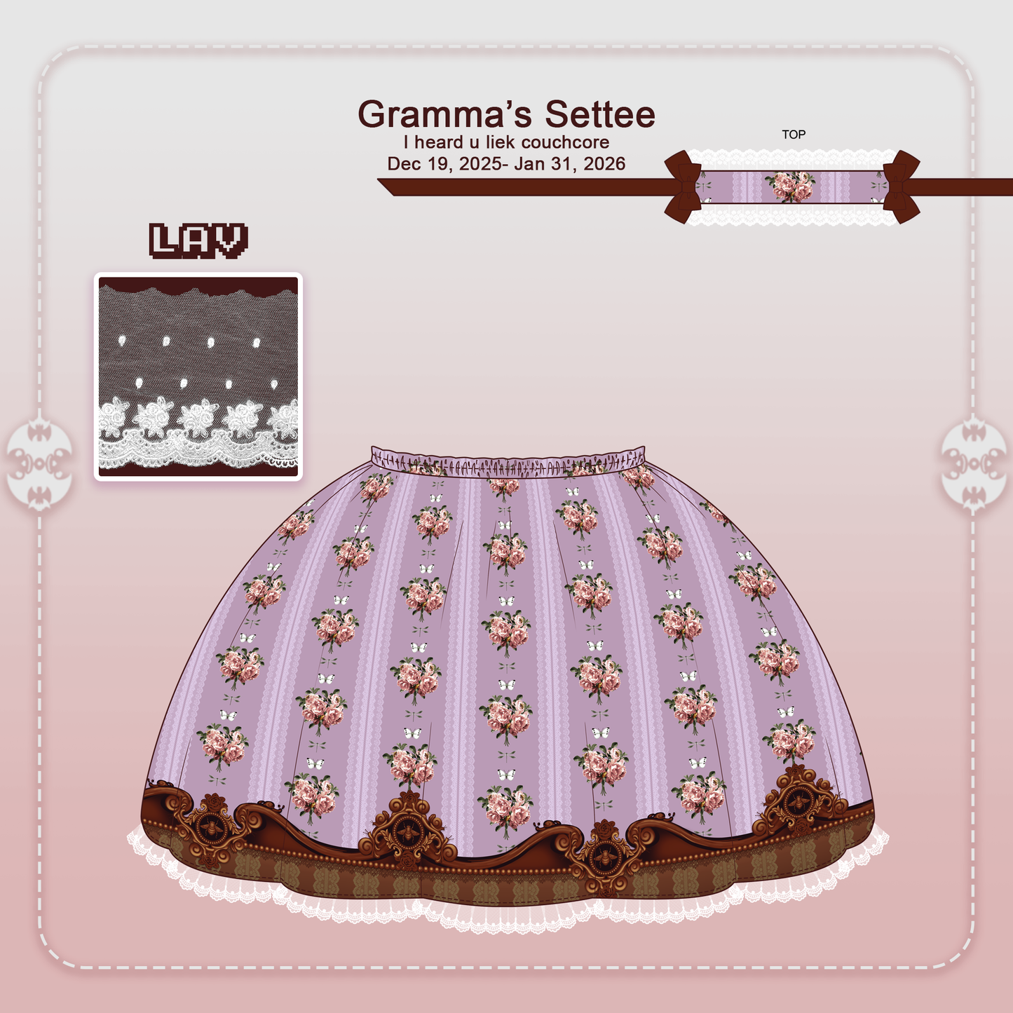 Pre-order SKIRT Gramma's Settee Lav