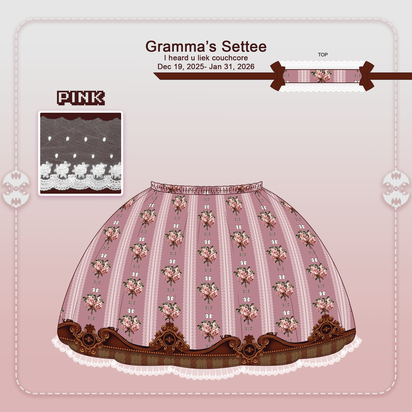 Pre-order SKIRT Gramma's Settee Pink
