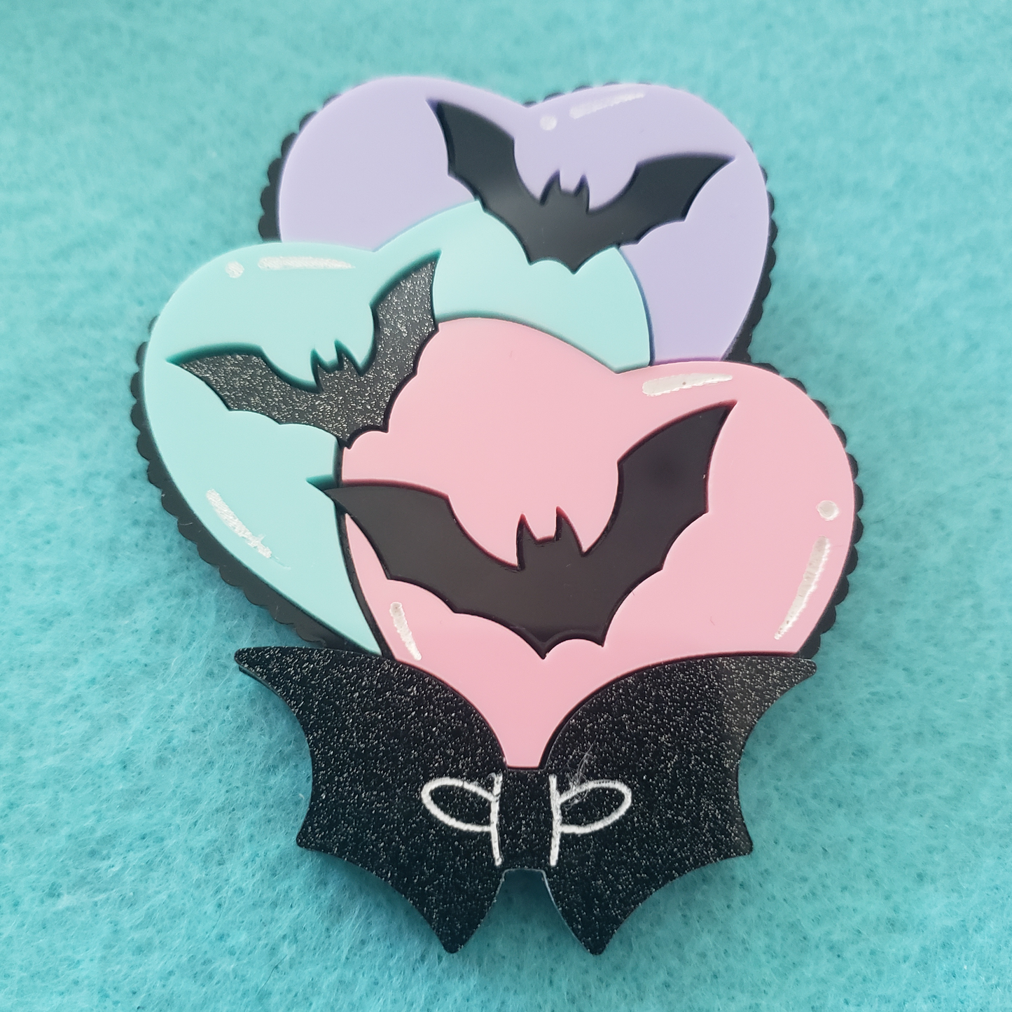 Bat Heart Balloon Acrylic Pin