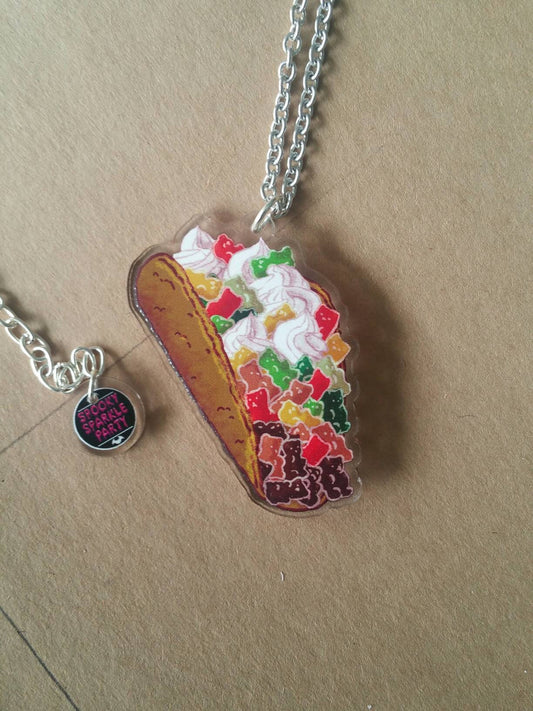 Taco Bear Party Necklace Beige